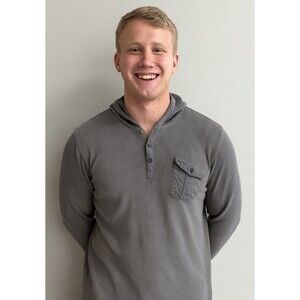 BANANA REPUBLIC Men’s Waffle Knit Textured Hoodie Button Front Grey Size XL